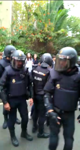 Spanish police arriving at a polling place October 1 2017